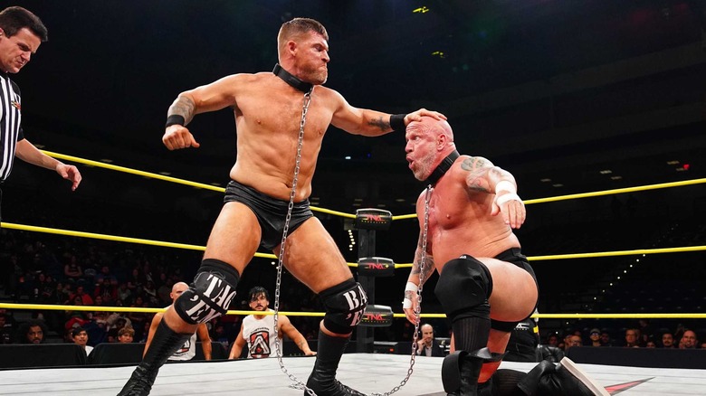 Steve Maclin and Eric Young in a dog collar match on TNA Impact!